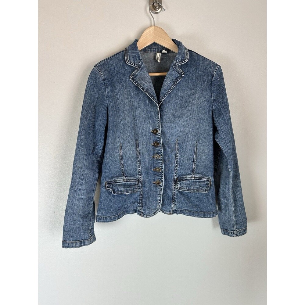 Vintage Jean Jacket Cinch Waist Blazer Western 90’s Corset Size M Brass Button